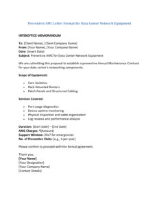 AMC Letter Format for Network Equipment (5 Templates) Download in Word (.docx)
