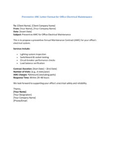 AMC Letter Format for Electrical Maintenance (5 Templates) Download in Word (.docx)