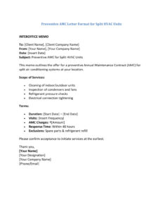 AMC Letter Format for HVAC System (5 Templates) Download in Word (.docx)