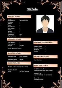 Professional Marriage Biodata Format (Download Word .docx)