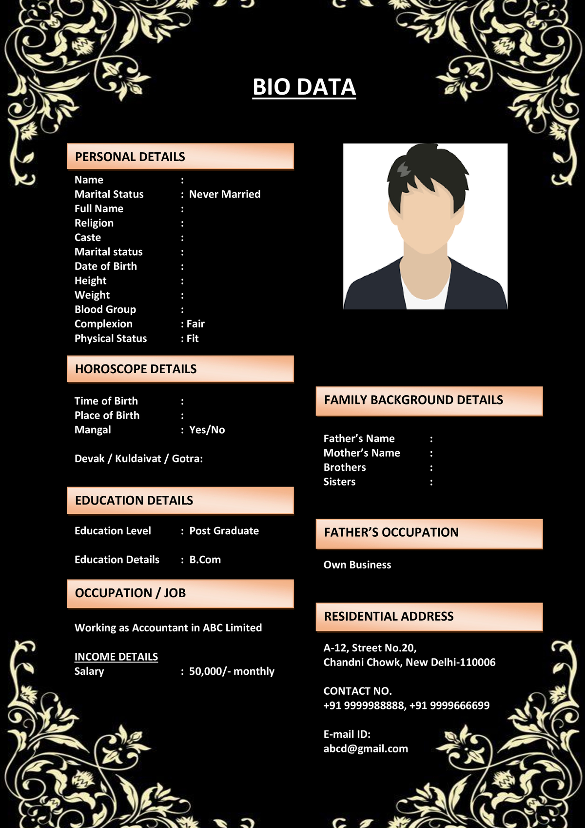 Punjabi Biodata Format for Marriage