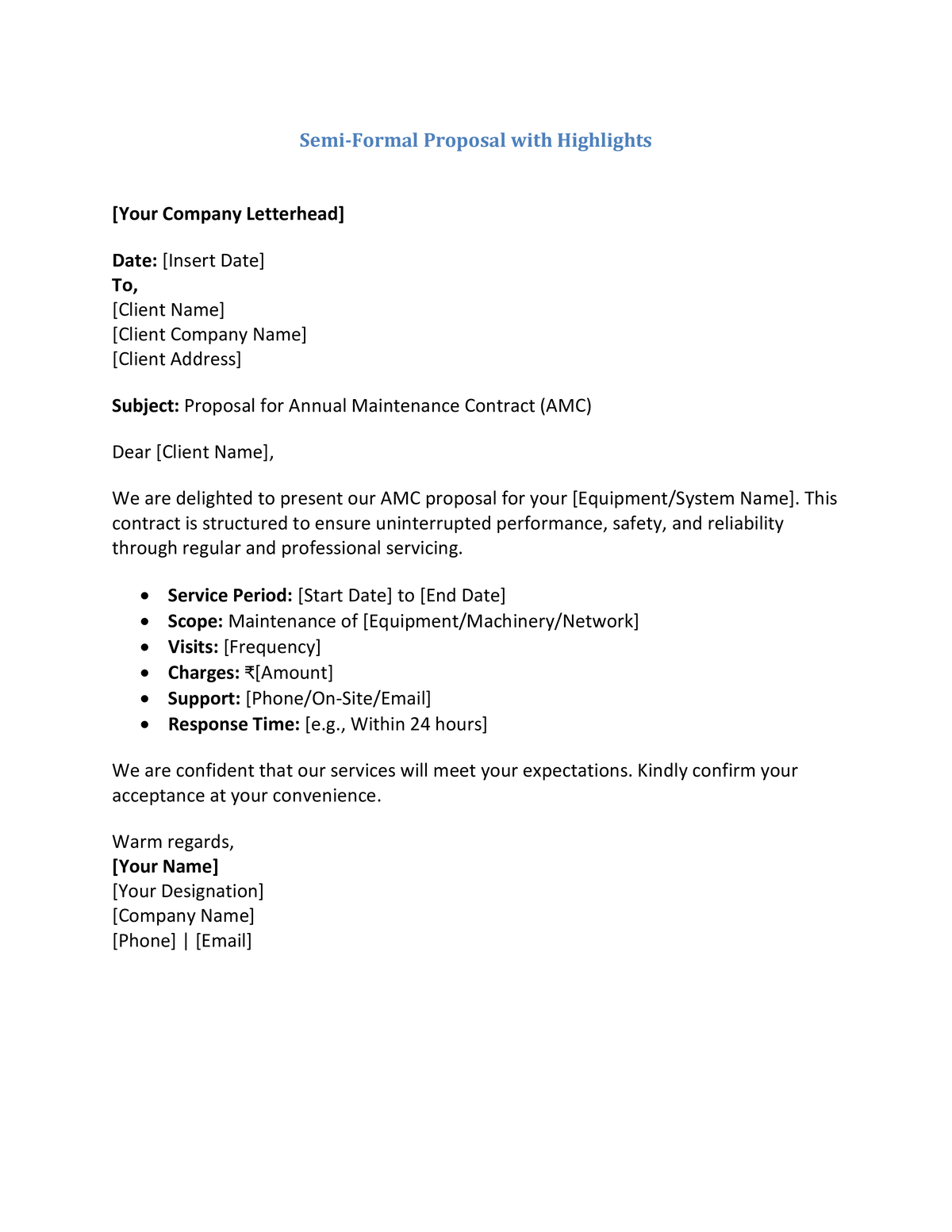 Semi-Formal Proposal with Highlights