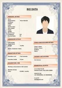 Short and Sweet Marriage Biodata (Download Word .docx)