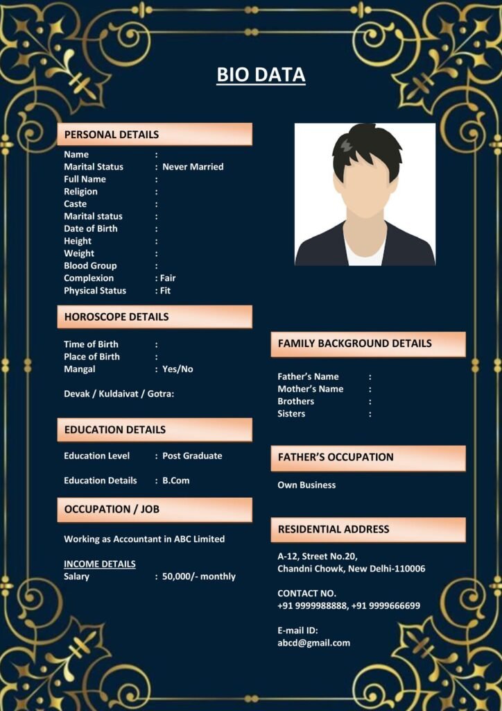 Latest Shaadi Biodata Sample In Word Download Word Docx