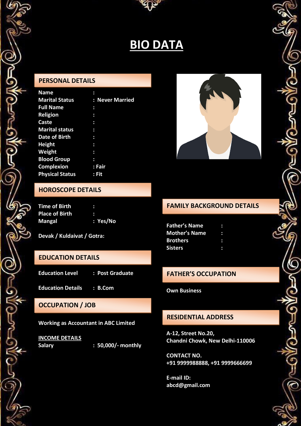 Sikh Matrimonial Biodata Format