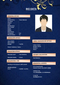 Simple Marriage Biodata Format for Boy (Download in Word .docx)