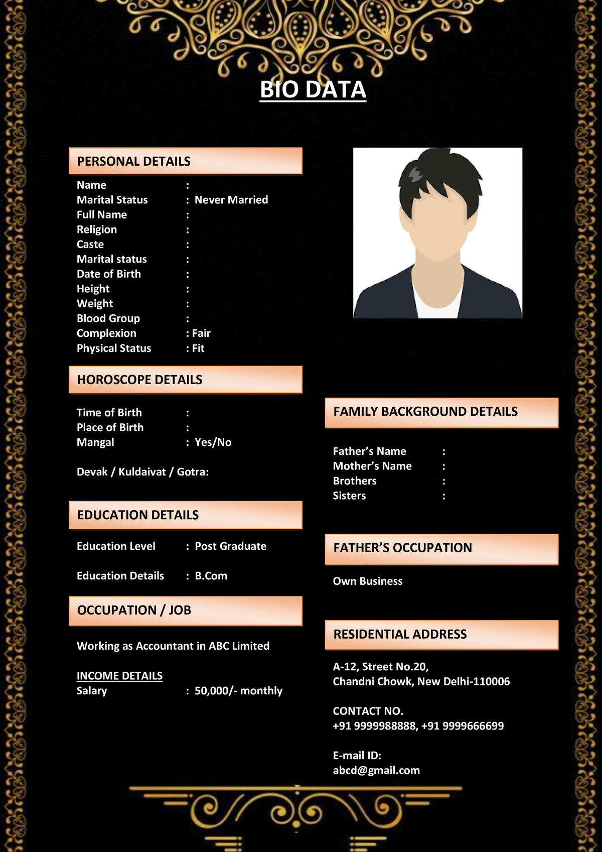 Software Engineer Marriage Biodata