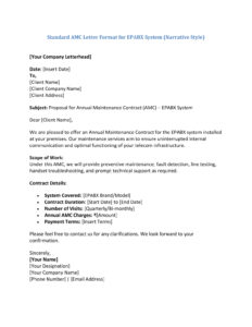 AMC Letter Format for EPABX System (5 Templates) Download in Word (.docx)