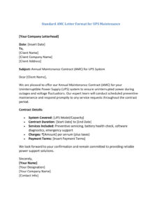AMC Letter Format for UPS & Inverter (5 Templates) Download in Word (.docx)