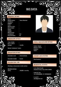 Unique Biodata Design for Marriage (Download Word .docx)