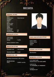Widow/Widower Marriage Biodata Template (Download Word .docx)