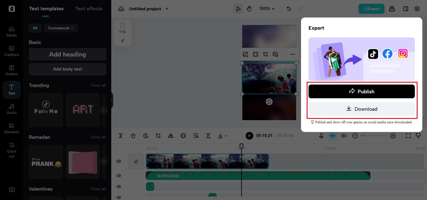 Download video from Pippit