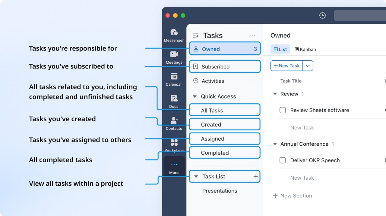 Lark Suit CRM Menu