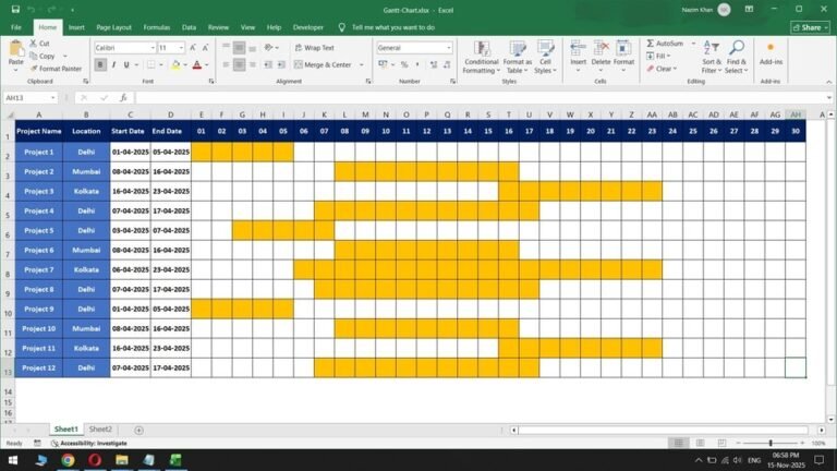 Easiest Way to Make a Gantt Chart in Excel (Step by Step Video Tutorial)