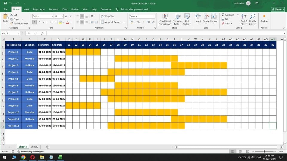 Easiest Way to Make a Gantt Chart in Excel