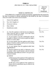 Driving License Form-1A Download Medical certificate