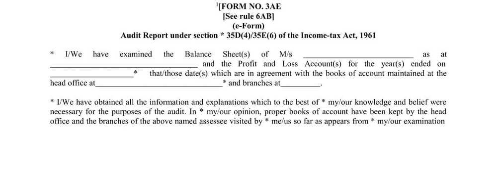 Income Tax Form No. 3AE Download Audit Report under section 35D(4)35E(6)