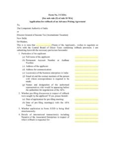 Income Tax Form No. 3CEDA Download Application for rollback of an Advance Pricing Agreement