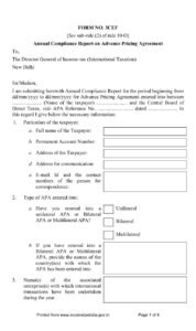 Income Tax Form No. 3CEF  Download Annual Compliance Report on Advance Pricing Agreement