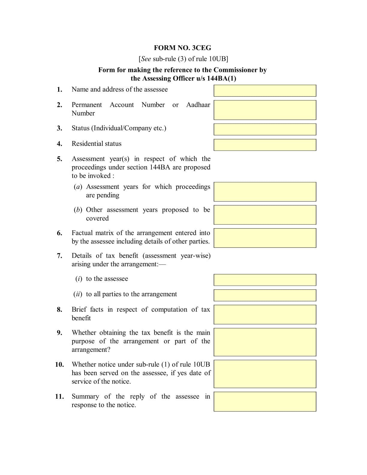 Income Tax Form No. 3CEG Download Form for making the reference to the Commissioner