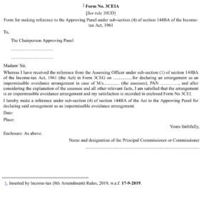 Income Tax Form No. 3CEIA Download Form for making reference to the Approving Panel under sub-section (4)
