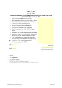 Income Tax Form No. 3CR Download Form for notification of skill development project under sub-section (1)