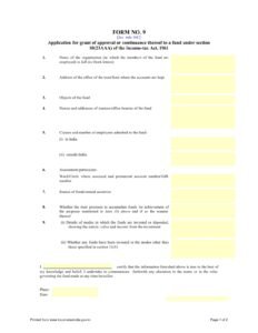 Income Tax Form No. 9 Download Application for grant of approval or continuance