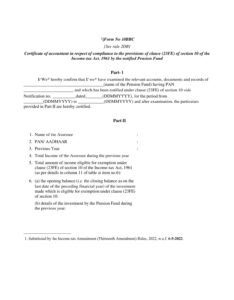 Income Tax Form No.10BBC Download Certificate of accountant in respect of compliance