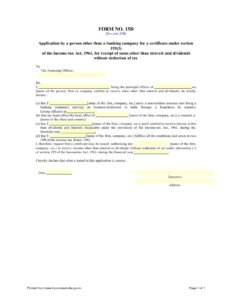 Income Tax Form No.15D Download Application by a person other than a banking company