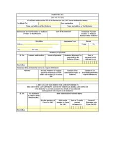 Income Tax Form No.16A Download Certificate under section 203 of the Income-tax Act
