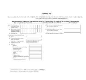 Income Tax Form No.26Q Download Quarterly statement of deduction of tax under sub-section (3)