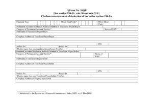 Income Tax Form No.26QB Download Challan-cum-statement of deduction of tax under section 194-IA