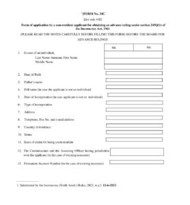 Income Tax Form No.34C Download Form of application by a non-resident applicant for obtaining