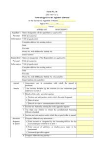 Income Tax Form No.36 Download Form of appeal to the Appellate Tribunal