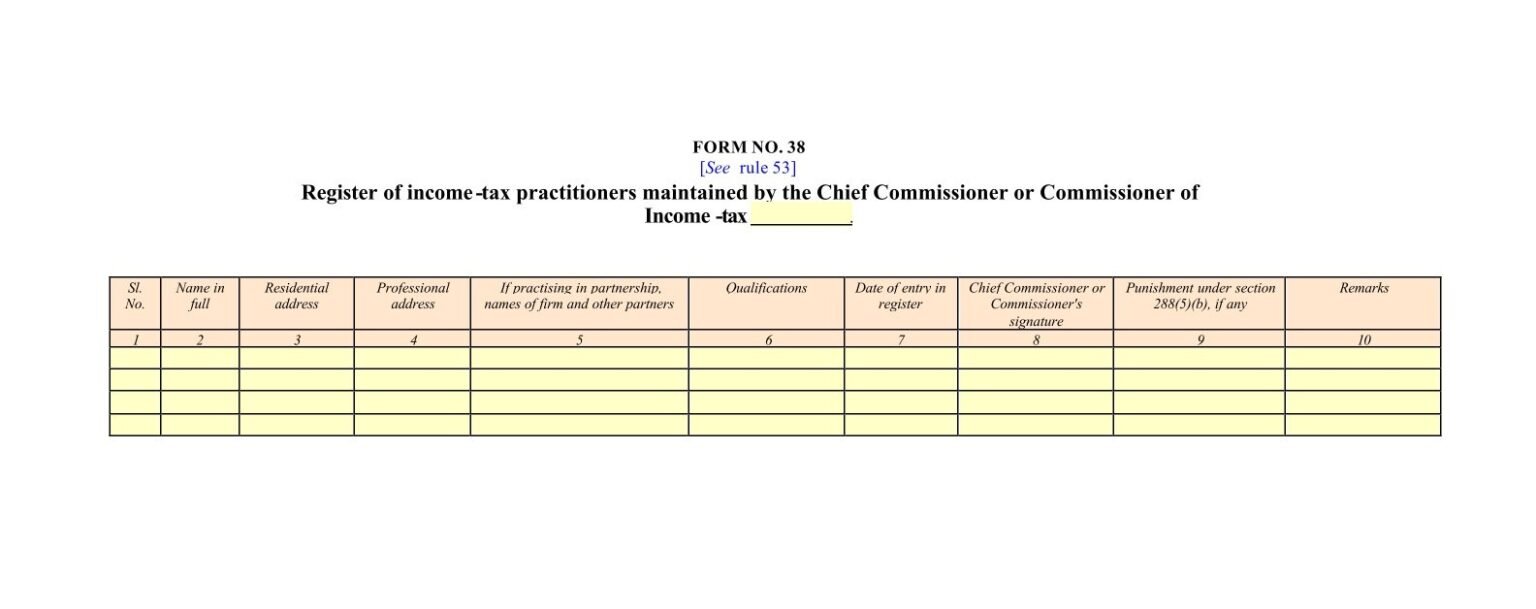 Income Tax Form No.38 Download Register of income-tax practitioners ...