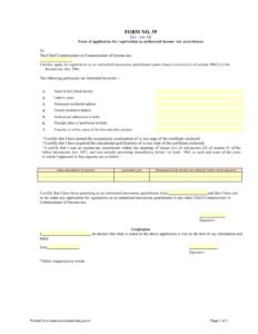 Income Tax Form No.39 Download Form of application for registration as authorised income- tax practitioner