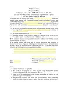 Income Tax Form No.3CA Download Audit report under section 44AB of the Income -tax