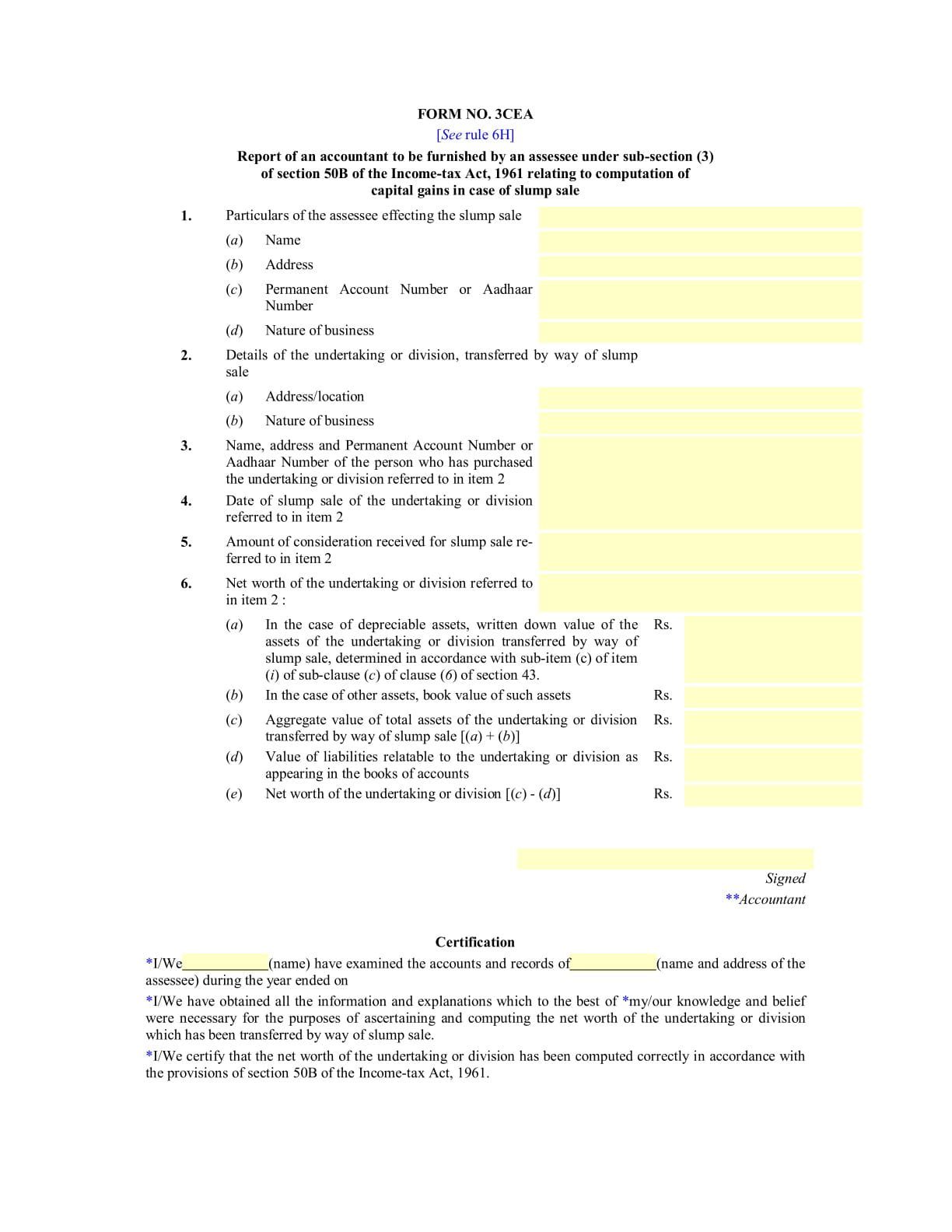 Income Tax Form No.3CEA Download Report of an accountant to be furnished by an assessee