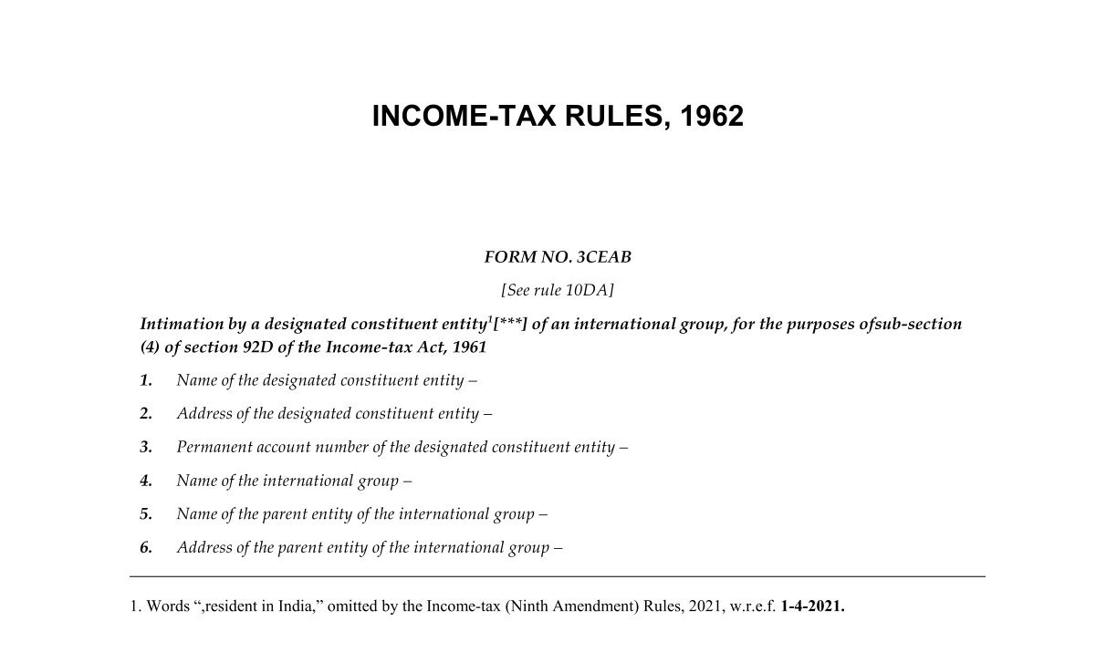 Income Tax Form No.3CEAB Download Intimation by a designated constituent