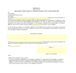 Income Tax Form No.43 Download Appeal against refusal to approve or withdrawal of approval from a superannuation fund