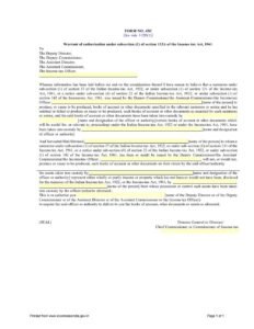 Income Tax Form No.45C Warrant of authorisation under sub-section (1) of section 132A