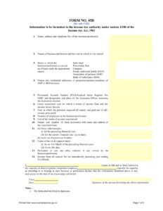 Income Tax Form No.45D Download Information to be furnished to the income-tax authority