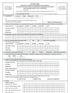 Income Tax Form No.49AA Application for Allotment of Permanent Account Number