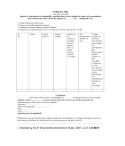 Income Tax Form No.49BA Quarterly statement to be furnished by specified fund or stock broker in respect