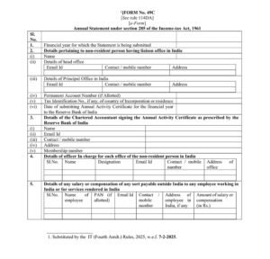 Income Tax Form No.49C Download Annual Statement under section 285 of the Income-tax Act, 1961