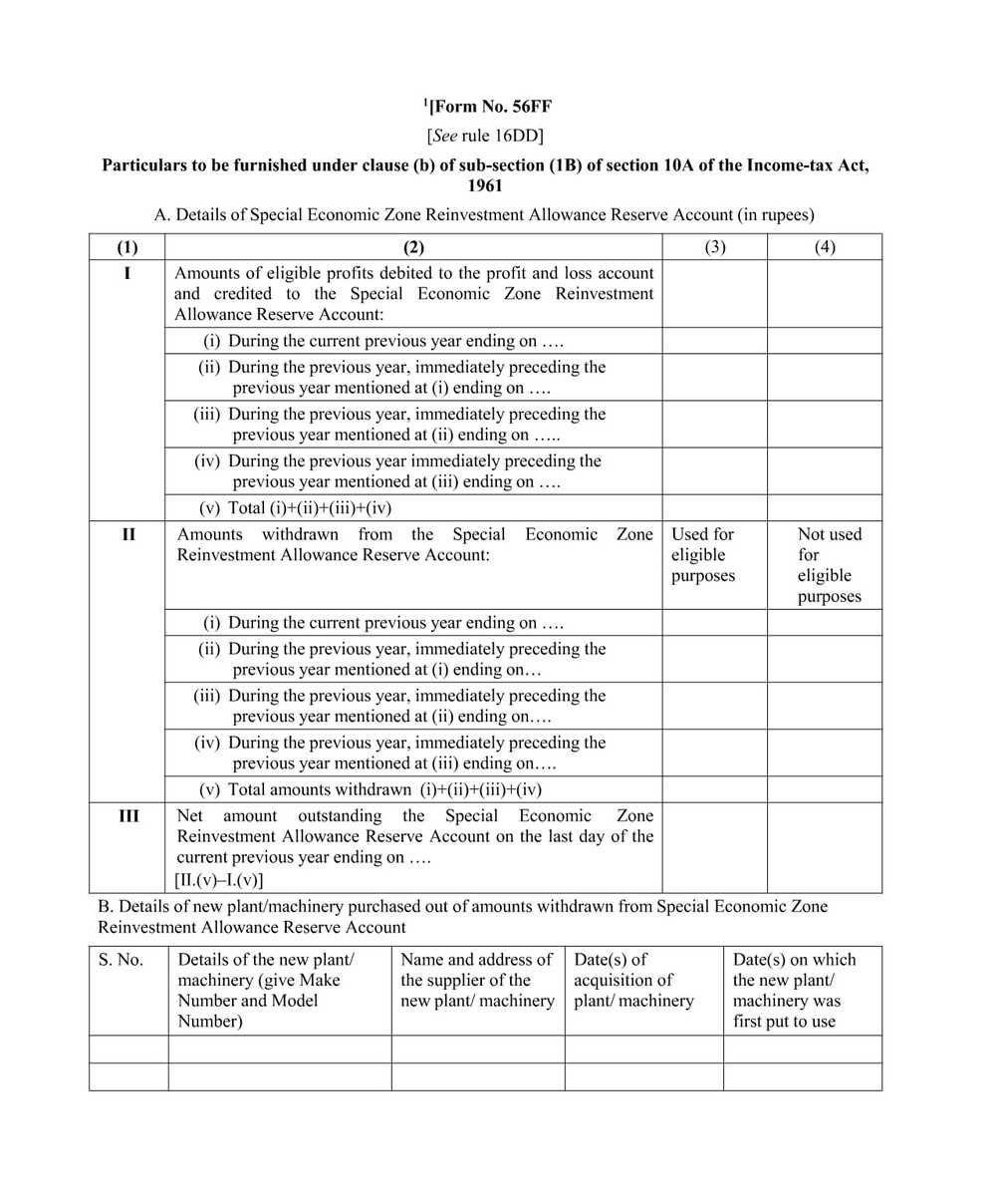 Income Tax Form No.56FF Download Particulars to be furnished under clause (b) of sub-section (1B)