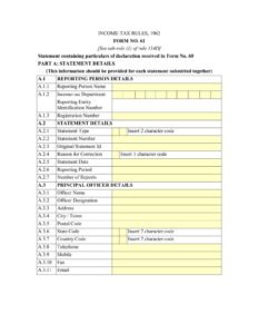 Income Tax Form No.61 Download Statement containing particulars of declaration received in Form No. 60