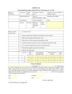 Income Tax Form No.68 Download Form of application under section 270AA(2)