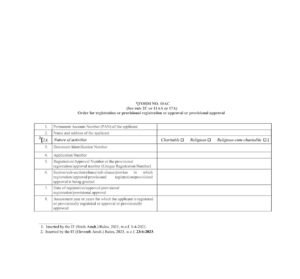 Income Tax Forma No. 10AC Download Order for registration or provisional registration