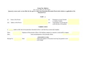 Income tax Form No.26QAA Download Quarterly return under section 206A for the quarter ended